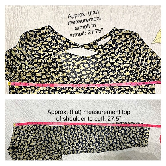 LUSH Women’s L SHEER BOHO TOP Blue / Beige Floral: high-low; open-back; flowing - Picture 7 of 10